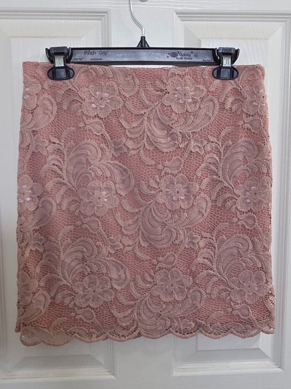 Pre-loved Papaya Pink Floral Lace Mini Skirt Scalloped Hem